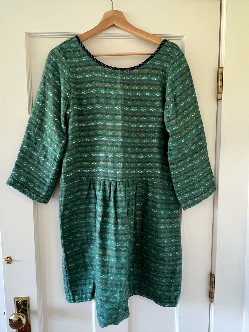 Ace & Jig emerald green dress with gold threads